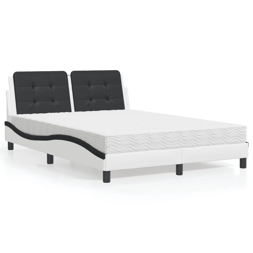 Bed met matras "Zadar" kunstleer wit en zwart 140x200 cm is nu te koop bij PeponiXL, paradijselijk wonen!