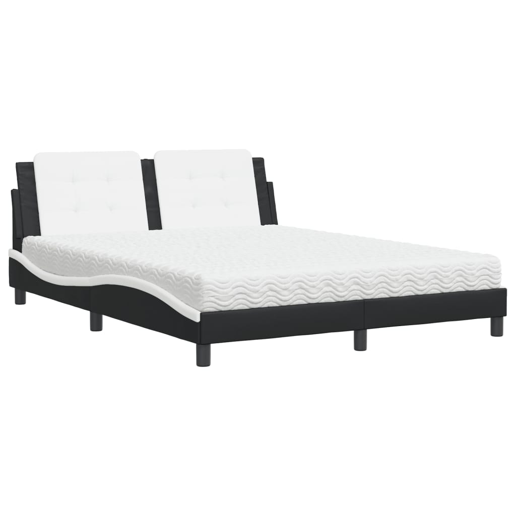 Bed met matras "Zadar" kunstleer zwart en wit 160x200 cm is nu te koop bij PeponiXL, paradijselijk wonen!