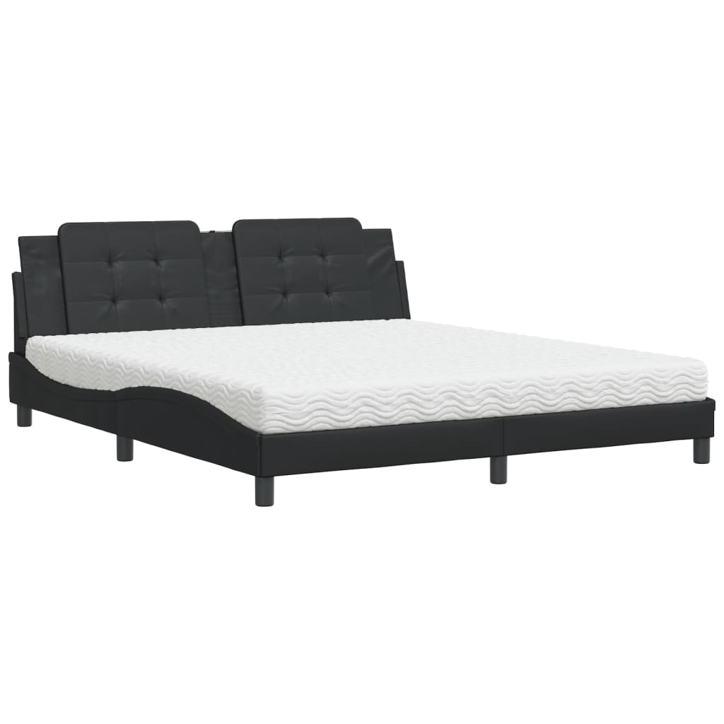 Bed met matras "Zadar" kunstleer zwart 180x200 cm is nu te koop bij PeponiXL, paradijselijk wonen!