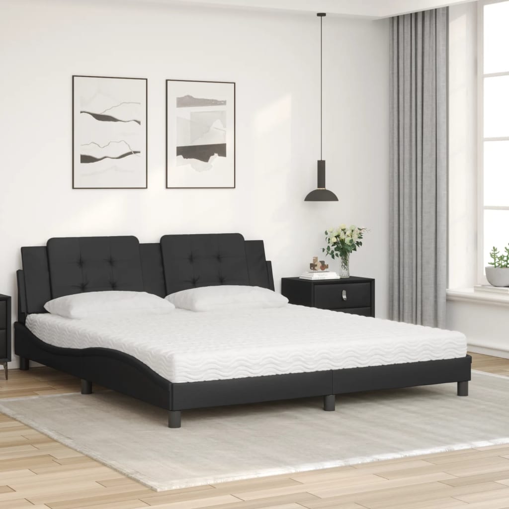 Bed met matras "Zadar" kunstleer zwart 180x200 cm is nu te koop bij PeponiXL, paradijselijk wonen!