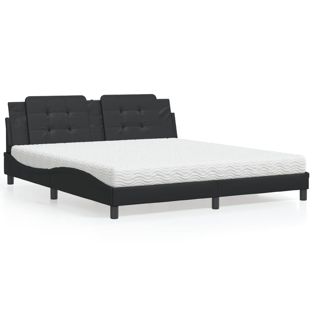 Bed met matras "Zadar" kunstleer zwart 180x200 cm is nu te koop bij PeponiXL, paradijselijk wonen!