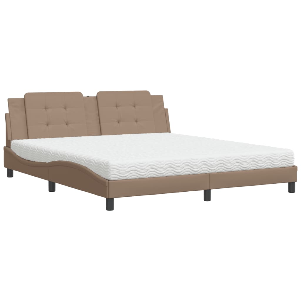 Bed met matras "Zadar" kunstleer cappuccinokleurig 180x200 cm is nu te koop bij PeponiXL, paradijselijk wonen!