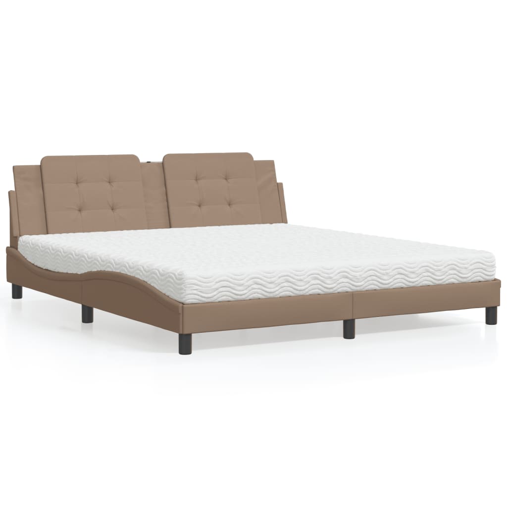 Bed met matras "Zadar" kunstleer cappuccinokleurig 180x200 cm is nu te koop bij PeponiXL, paradijselijk wonen!