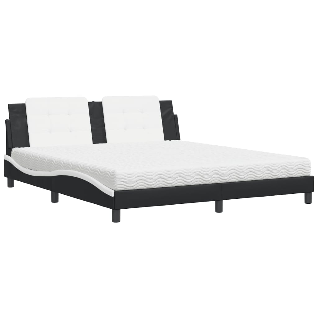 Bed met matras "Zadar" kunstleer zwart en wit 180x200 cm is nu te koop bij PeponiXL, paradijselijk wonen!