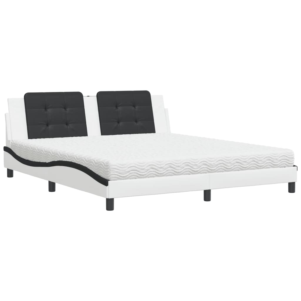 Bed met matras "Zadar" kunstleer wit en zwart 180x200 cm is nu te koop bij PeponiXL, paradijselijk wonen!