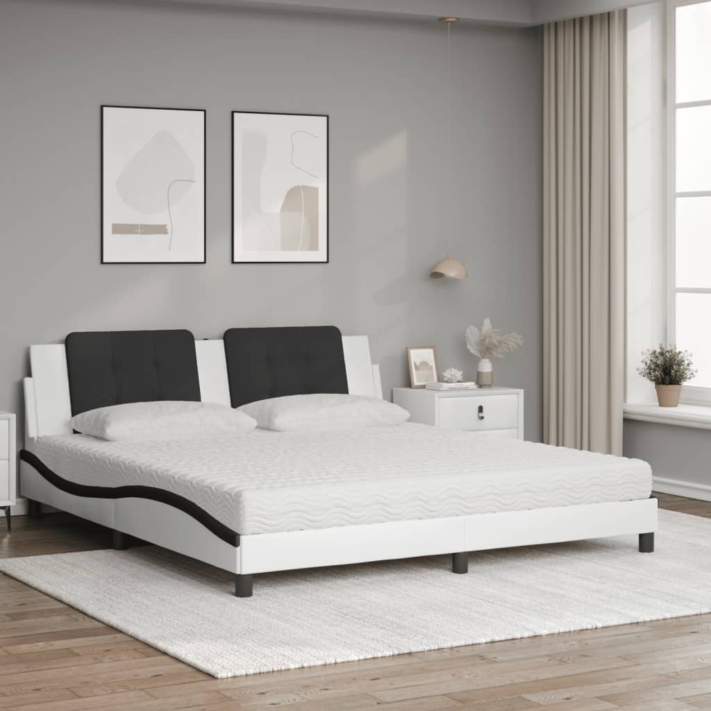 Bed met matras "Zadar" kunstleer wit en zwart 180x200 cm is nu te koop bij PeponiXL, paradijselijk wonen!