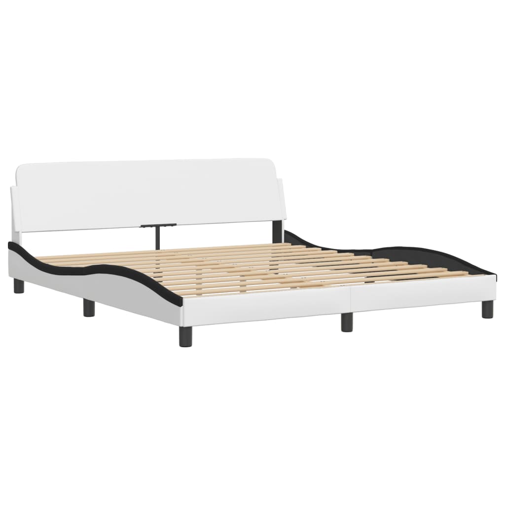 Bed met matras "Zadar" kunstleer wit en zwart 180x200 cm is nu te koop bij PeponiXL, paradijselijk wonen!