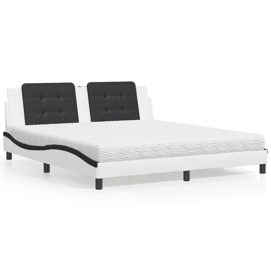 Bed met matras "Zadar" kunstleer wit en zwart 180x200 cm is nu te koop bij PeponiXL, paradijselijk wonen!