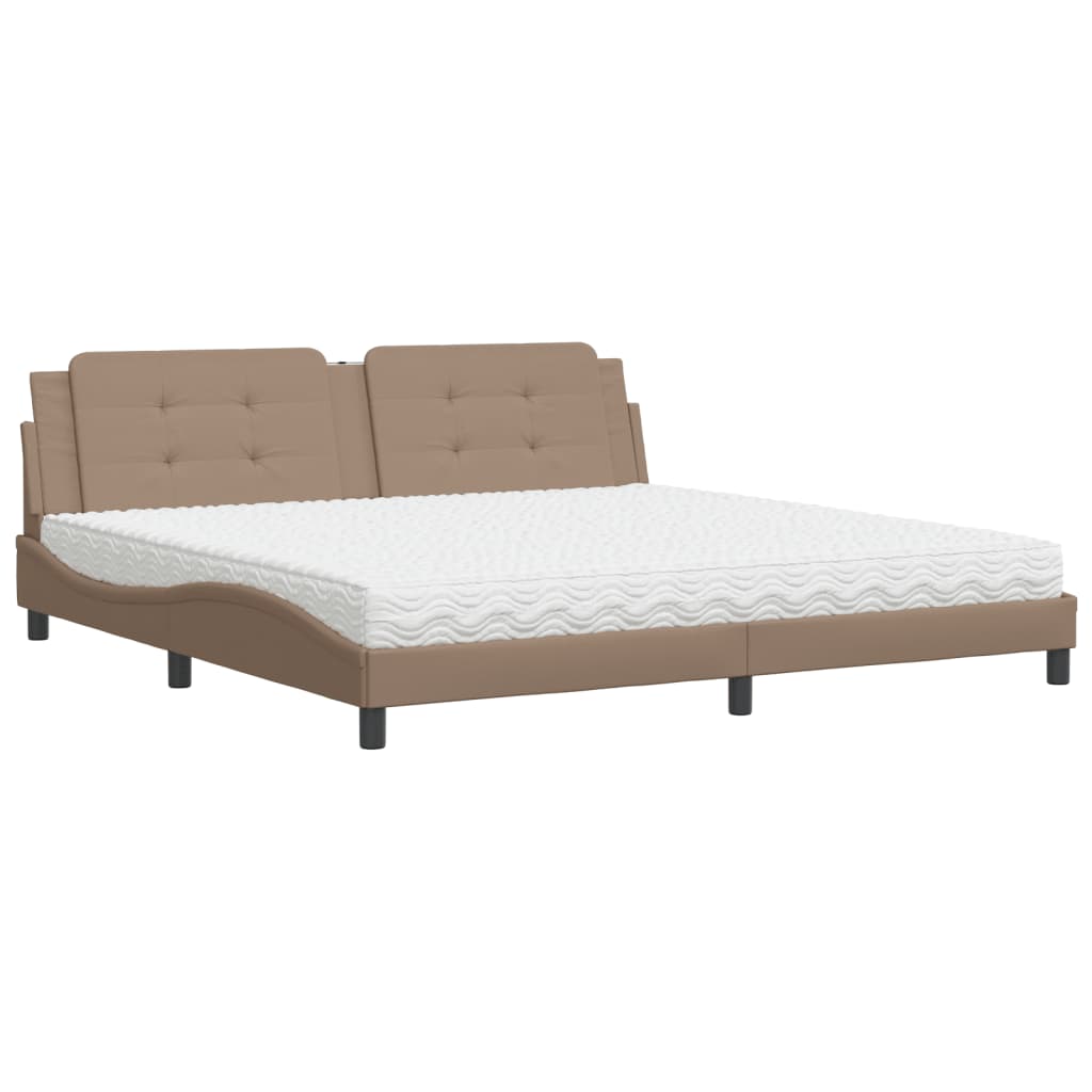 Bed met matras "Zadar" kunstleer cappuccinokleurig 200x200 cm is nu te koop bij PeponiXL, paradijselijk wonen!