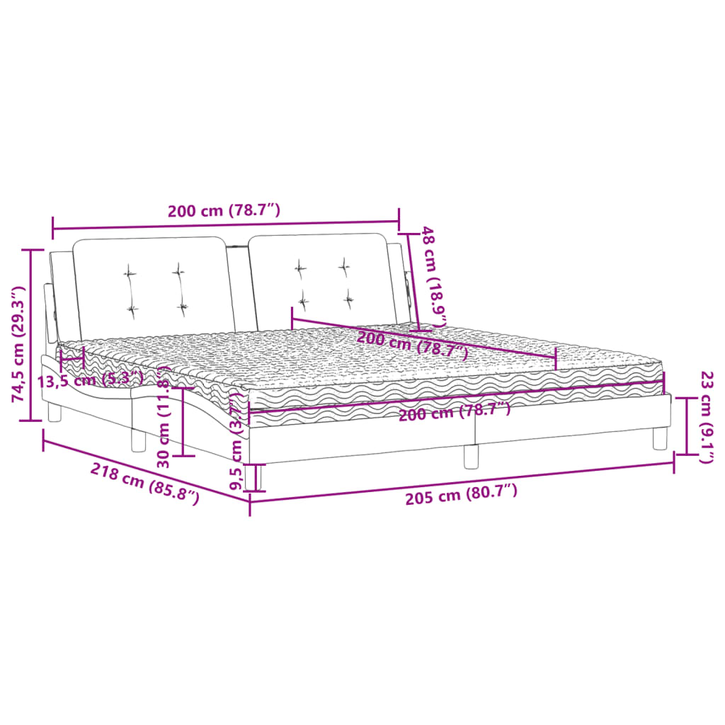 Bed met matras "Zadar" kunstleer cappuccinokleurig 200x200 cm is nu te koop bij PeponiXL, paradijselijk wonen!