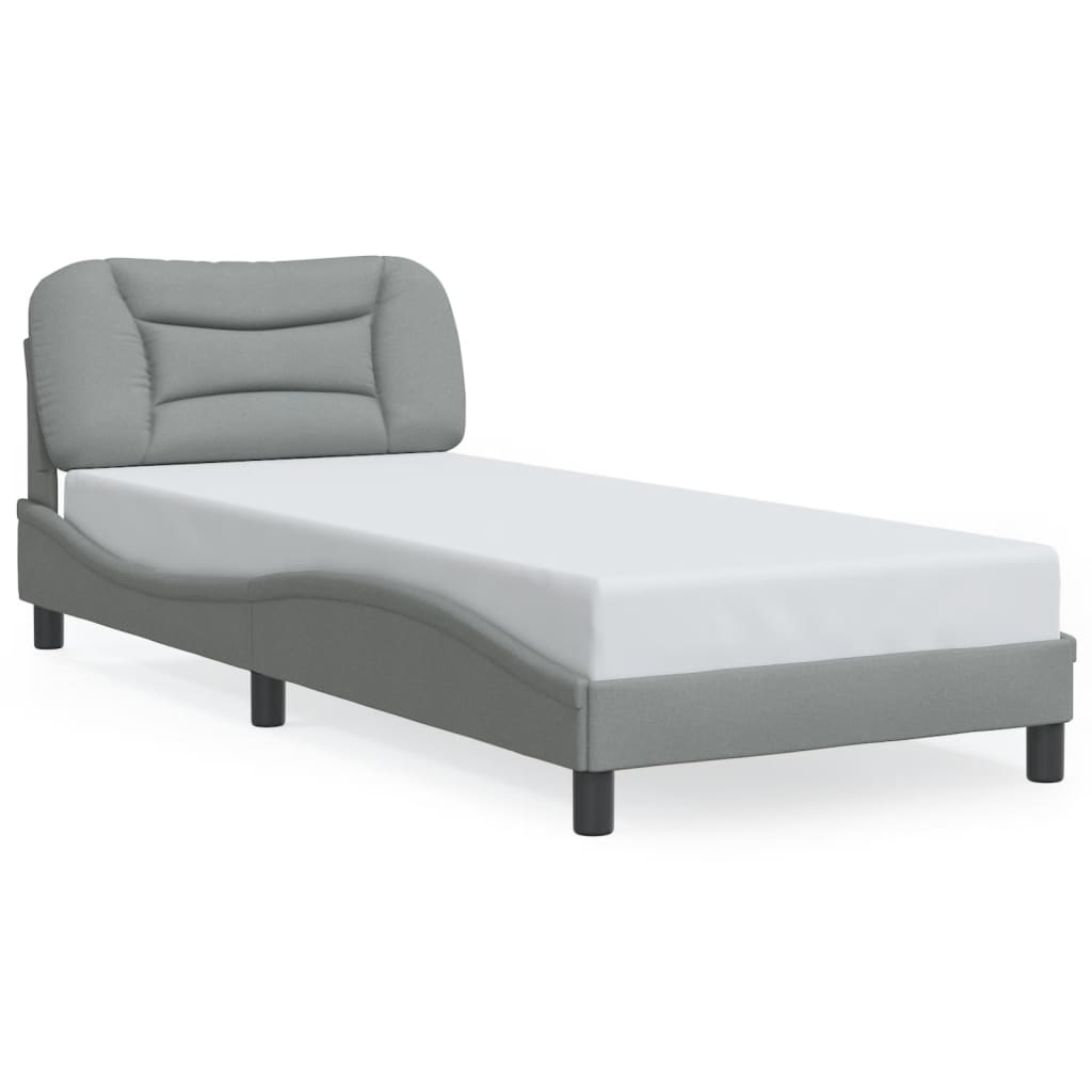 Bedframe met LED zonder matras "Hvar" 80x200 cm stof lichtgrijs is nu te koop bij PeponiXL, paradijselijk wonen!