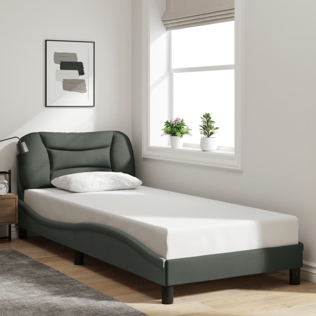 Bedframe met LED zonder matras "Hvar" 80x200 cm stof donkergrijs is nu te koop bij PeponiXL, paradijselijk wonen!