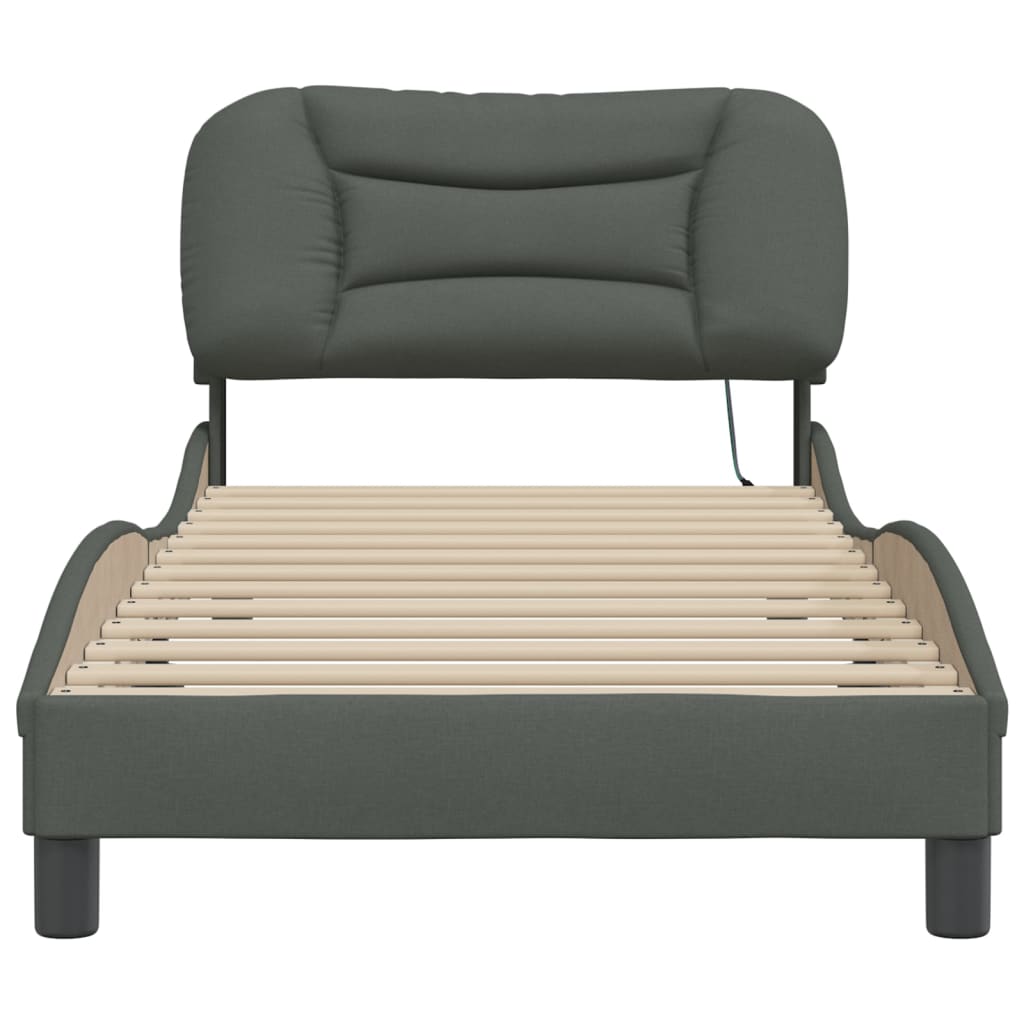 Bedframe met LED zonder matras "Hvar" 80x200 cm stof donkergrijs is nu te koop bij PeponiXL, paradijselijk wonen!