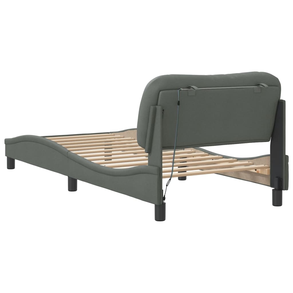 Bedframe met LED zonder matras "Hvar" 80x200 cm stof donkergrijs is nu te koop bij PeponiXL, paradijselijk wonen!