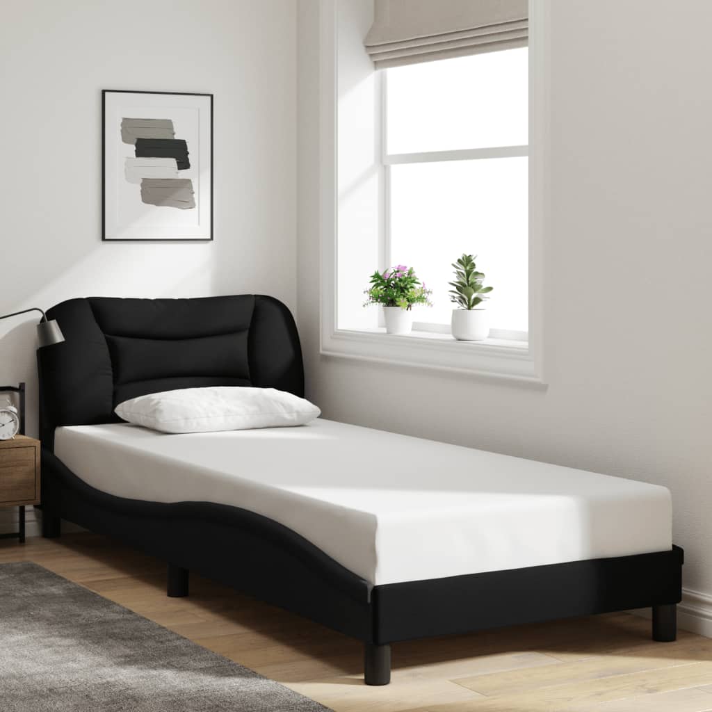 Bedframe met LED zonder matras "Hvar" 80x200 cm stof zwart is nu te koop bij PeponiXL, paradijselijk wonen!
