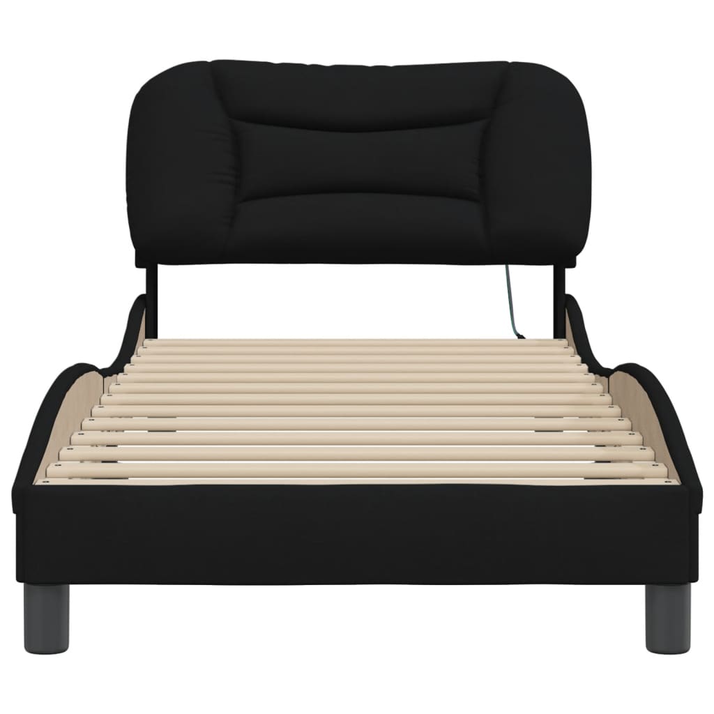 Bedframe met LED zonder matras "Hvar" 80x200 cm stof zwart is nu te koop bij PeponiXL, paradijselijk wonen!