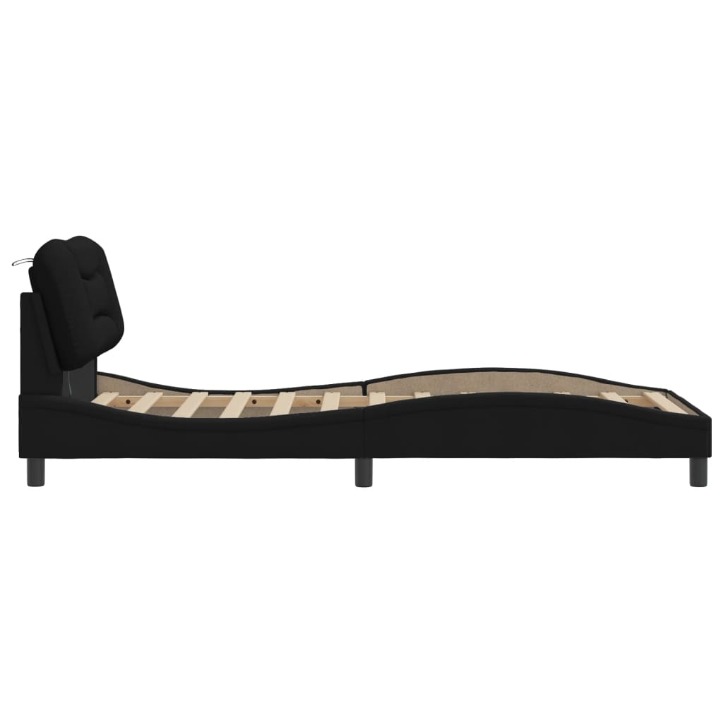 Bedframe met LED zonder matras "Hvar" 80x200 cm stof zwart is nu te koop bij PeponiXL, paradijselijk wonen!