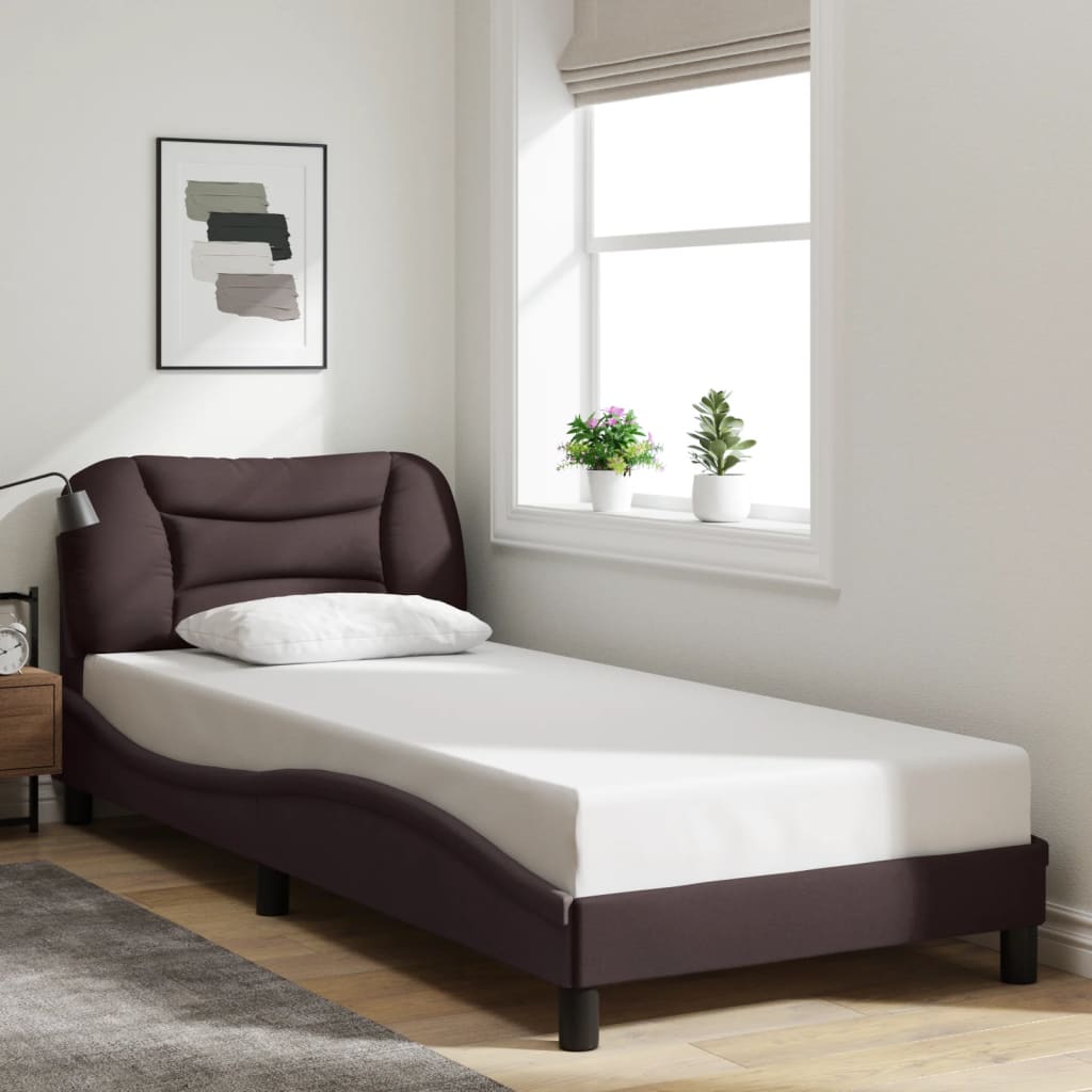 Bedframe met LED zonder matras "Hvar" 80x200 cm stof donkerbruin is nu te koop bij PeponiXL, paradijselijk wonen!