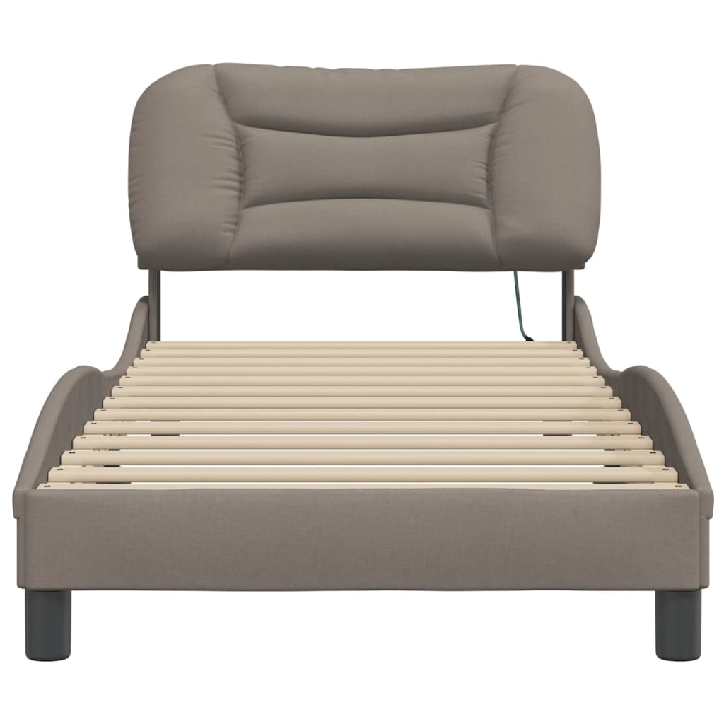Bedframe met LED zonder matras "Hvar" 80x200 cm stof taupe is nu te koop bij PeponiXL, paradijselijk wonen!