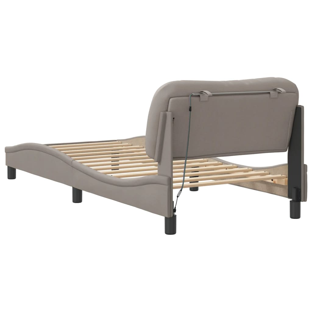 Bedframe met LED zonder matras "Hvar" 80x200 cm stof taupe is nu te koop bij PeponiXL, paradijselijk wonen!
