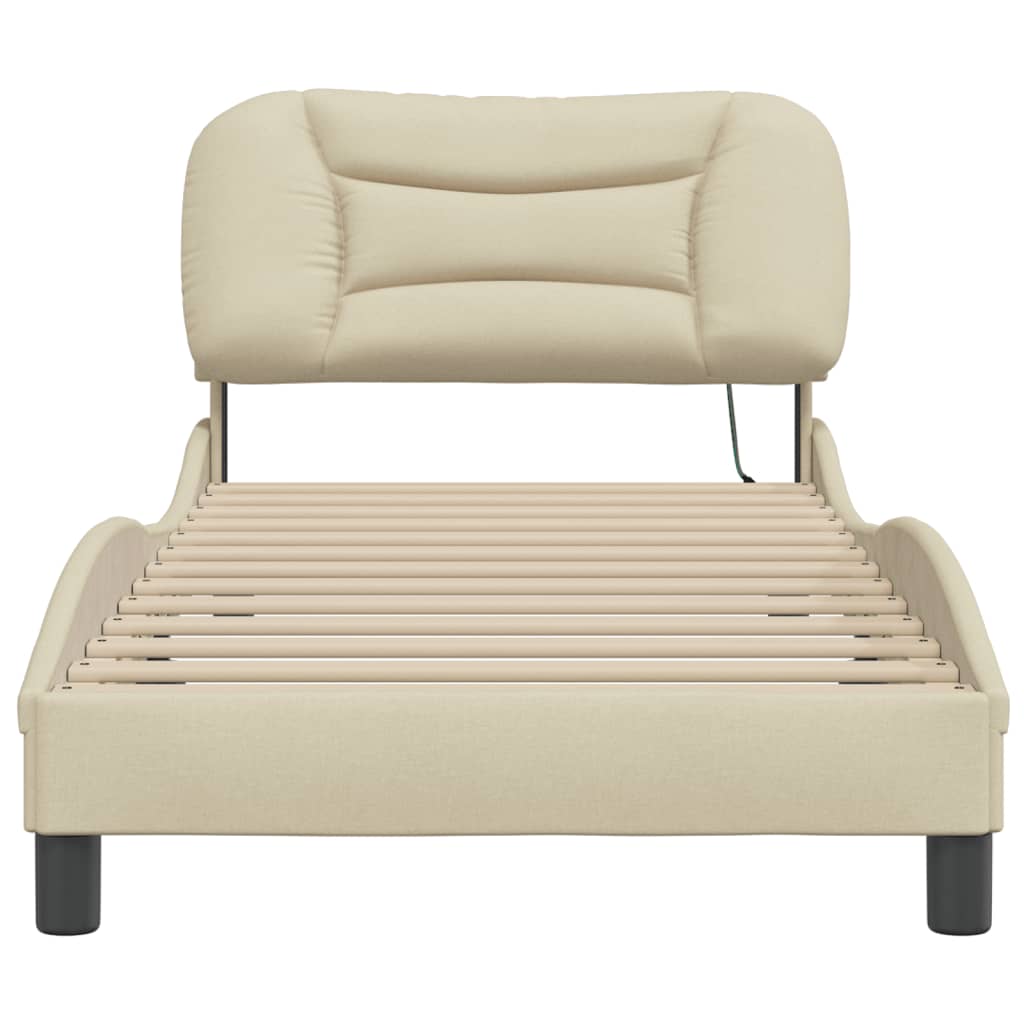 Bedframe met LED zonder matras "Hvar" 80x200 cm stof crème is nu te koop bij PeponiXL, paradijselijk wonen!