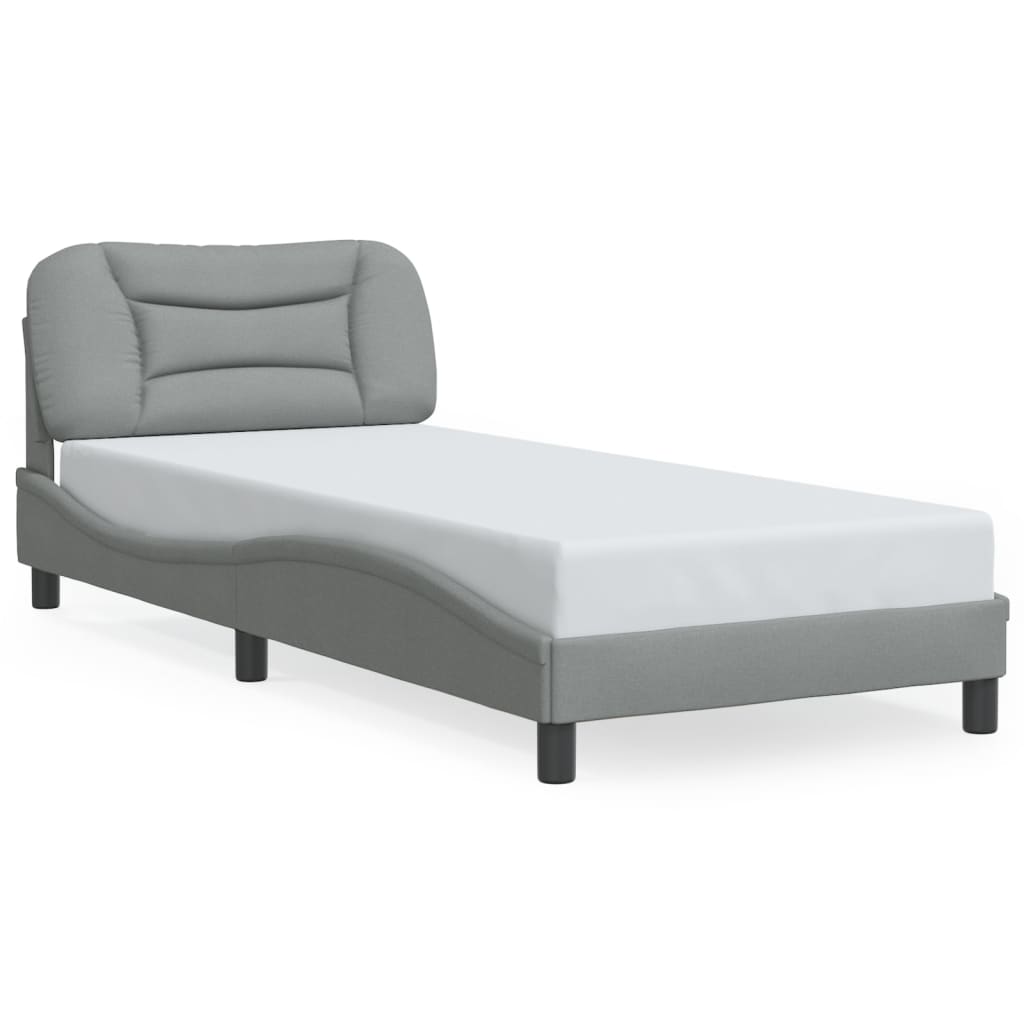 Bedframe met LED zonder matras "Hvar" 90x190 cm stof lichtgrijs is nu te koop bij PeponiXL, paradijselijk wonen!