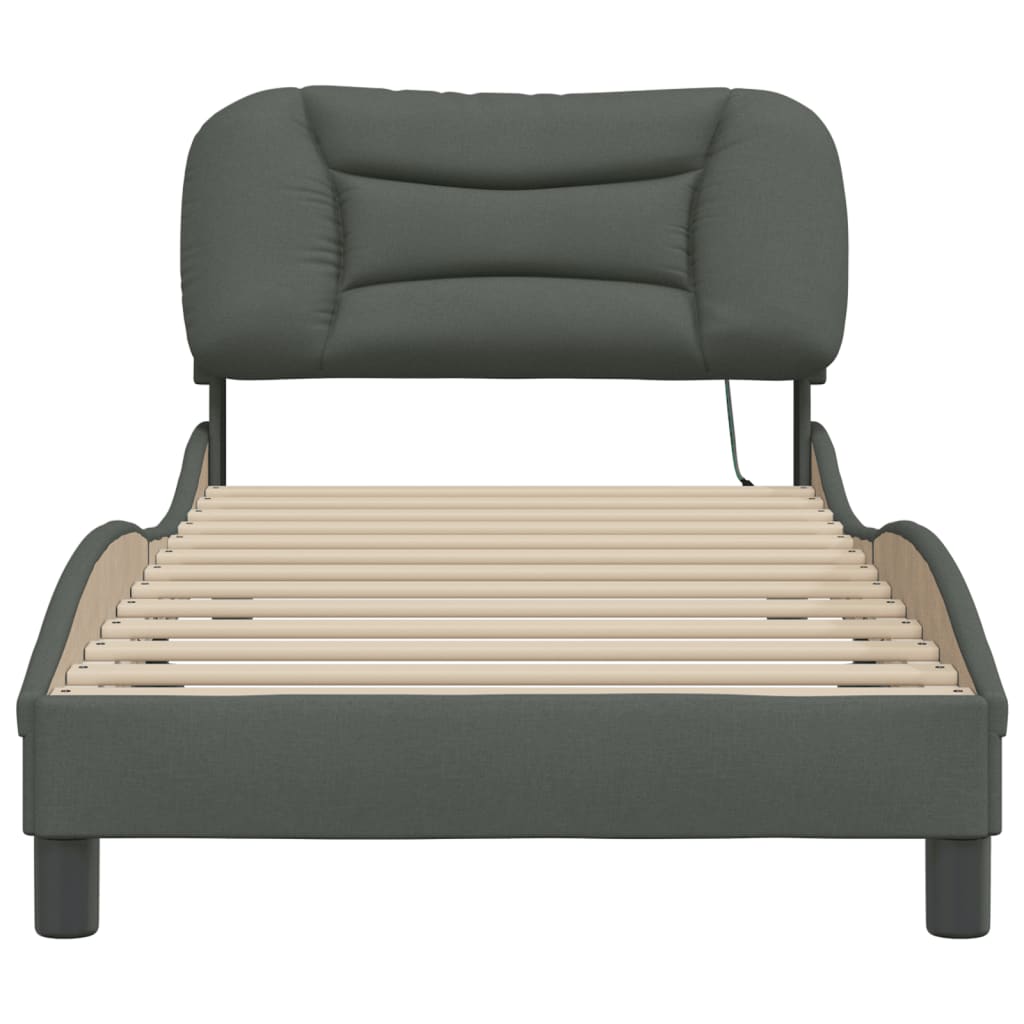 Bedframe met LED zonder matras "Hvar" 90x190 cm stof donkergrijs is nu te koop bij PeponiXL, paradijselijk wonen!