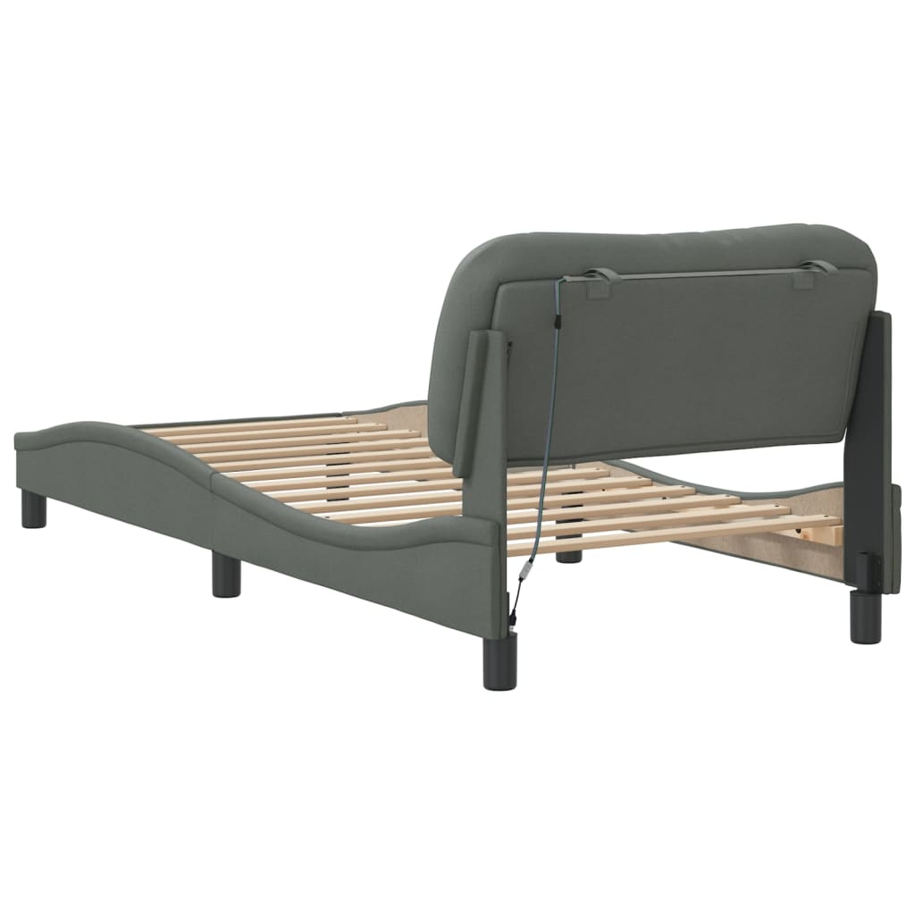 Bedframe met LED zonder matras "Hvar" 90x190 cm stof donkergrijs is nu te koop bij PeponiXL, paradijselijk wonen!