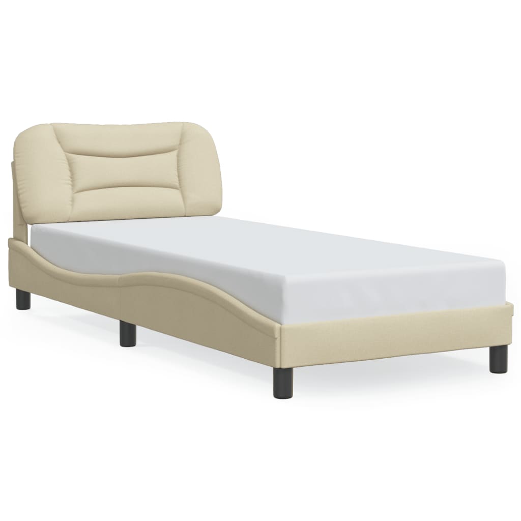 Bedframe met LED zonder matras "Hvar" 90x190 cm stof crèmekleurig is nu te koop bij PeponiXL, paradijselijk wonen!