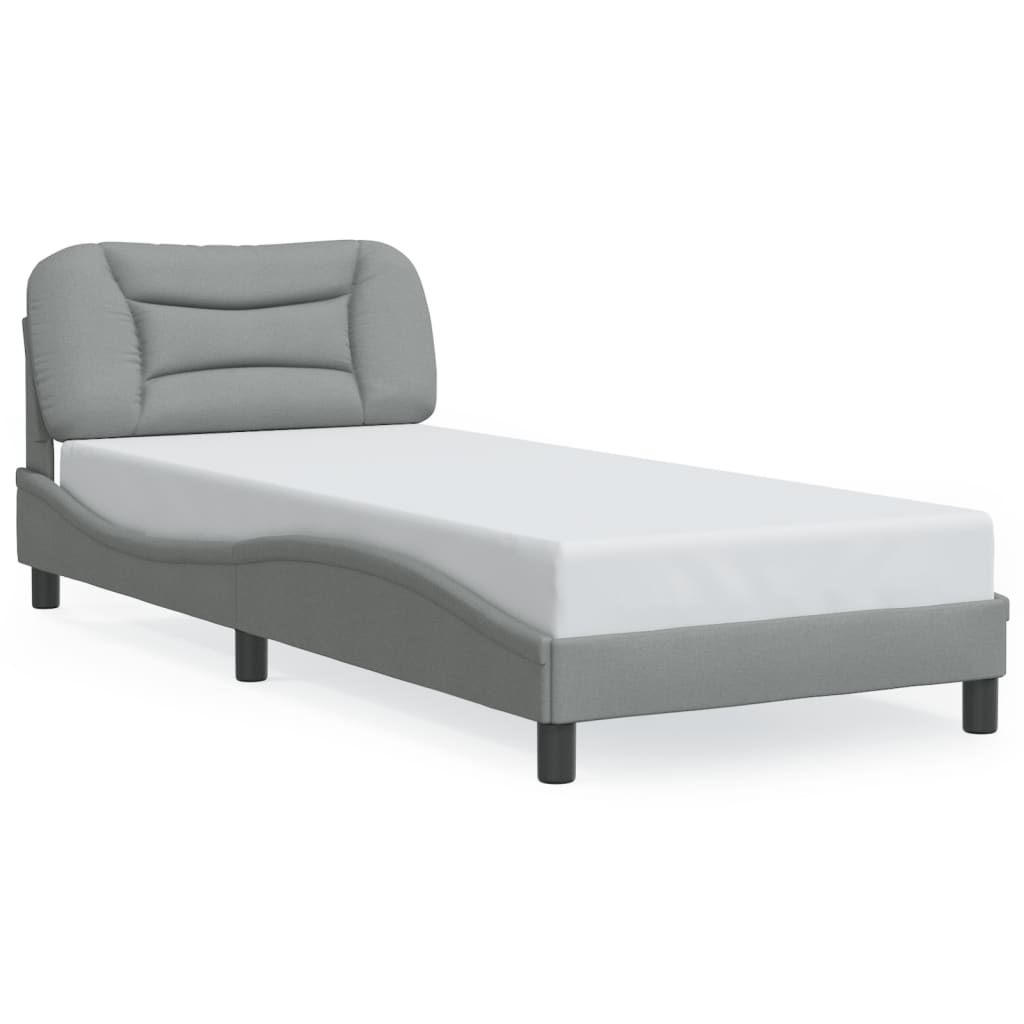 Bedframe met LED zonder matras "Hvar" 90x200 cm stof lichtgrijs is nu te koop bij PeponiXL, paradijselijk wonen!