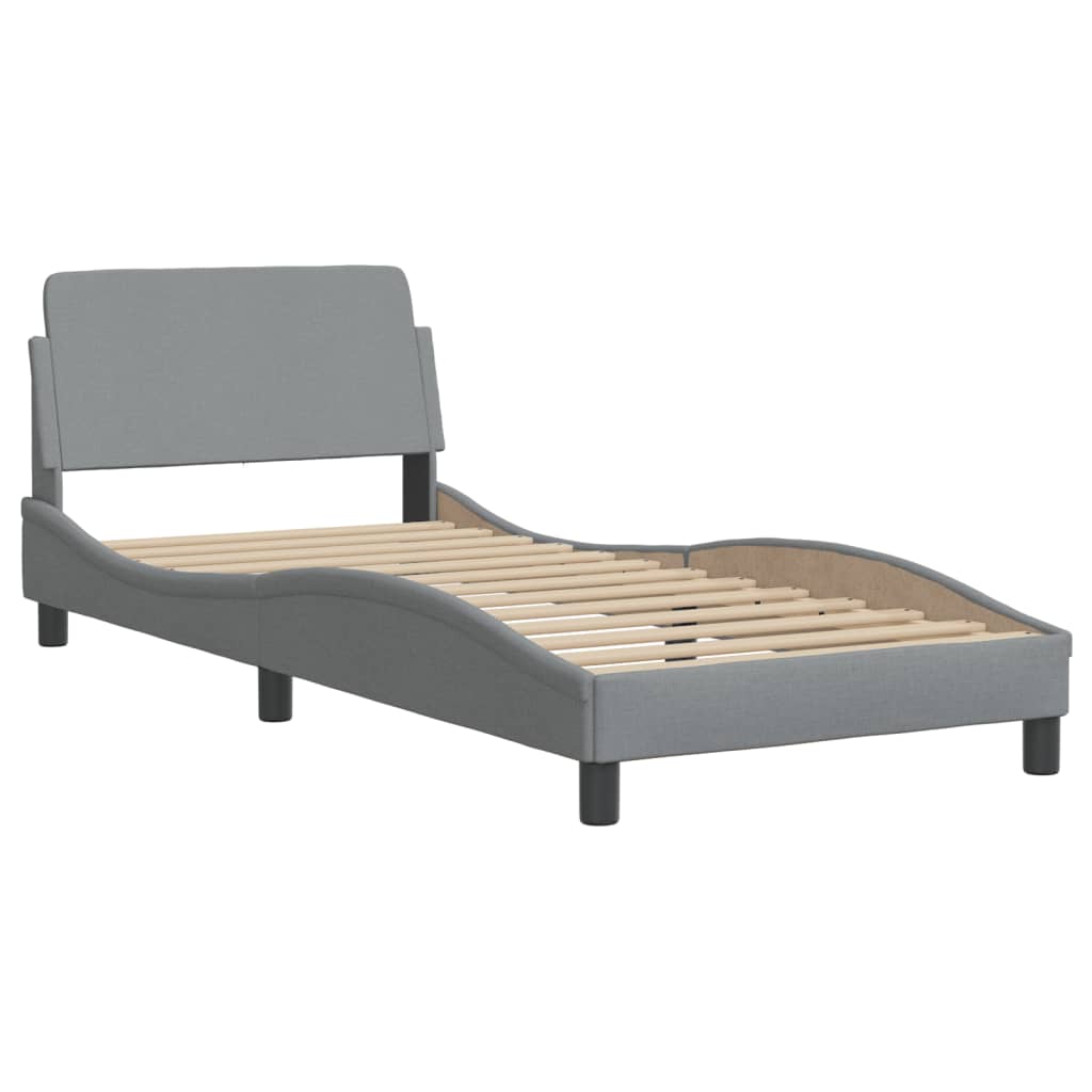Bedframe met LED zonder matras "Hvar" 90x200 cm stof lichtgrijs is nu te koop bij PeponiXL, paradijselijk wonen!