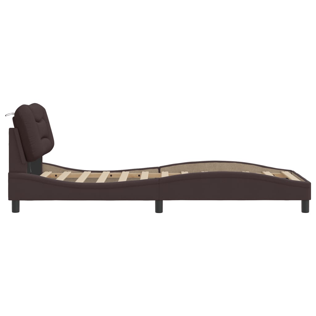 Bedframe met LED zonder matras "Hvar" 90x200 cm stof donkerbruin is nu te koop bij PeponiXL, paradijselijk wonen!