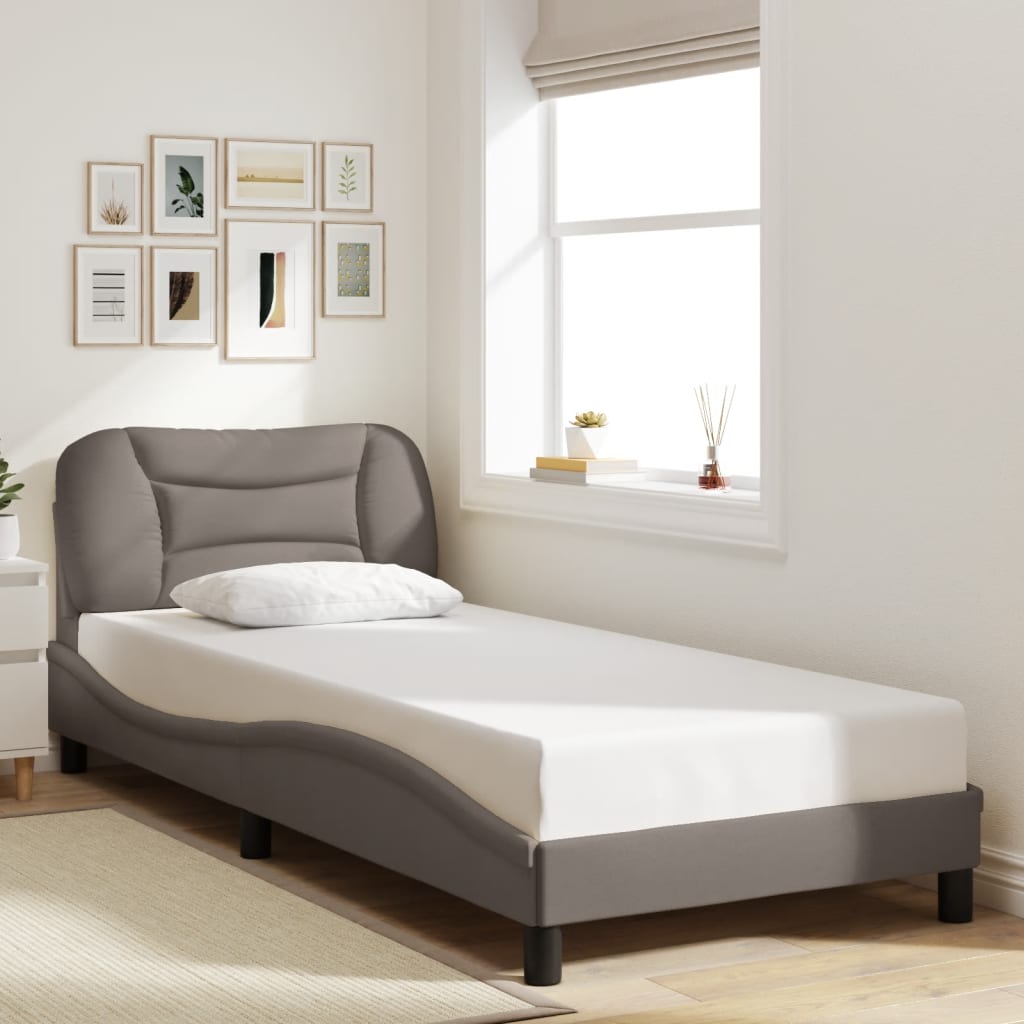 Bedframe met LED zonder matras "Hvar" 90x200 cm stof taupe is nu te koop bij PeponiXL, paradijselijk wonen!