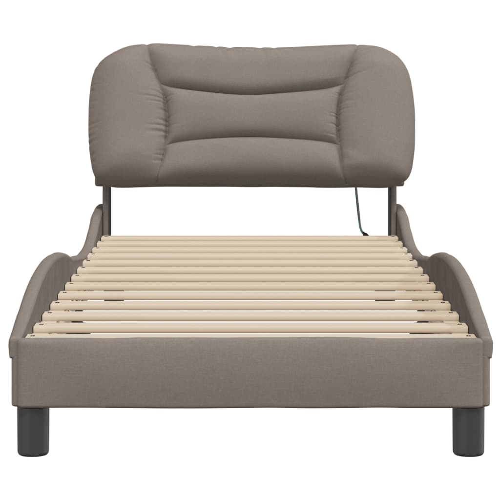 Bedframe met LED zonder matras "Hvar" 90x200 cm stof taupe is nu te koop bij PeponiXL, paradijselijk wonen!