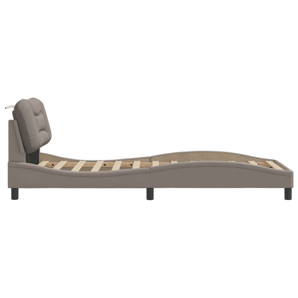 Bedframe met LED zonder matras "Hvar" 90x200 cm stof taupe is nu te koop bij PeponiXL, paradijselijk wonen!