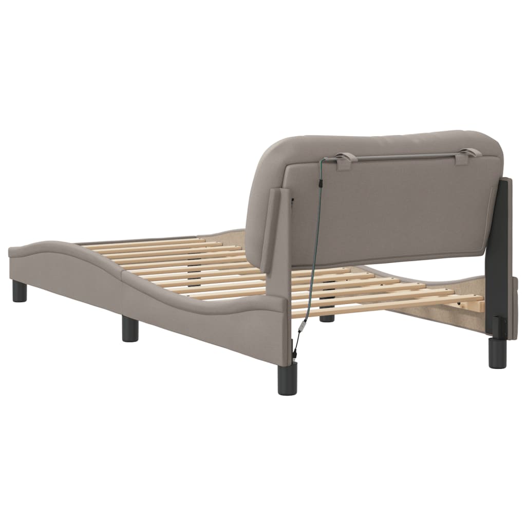 Bedframe met LED zonder matras "Hvar" 90x200 cm stof taupe is nu te koop bij PeponiXL, paradijselijk wonen!