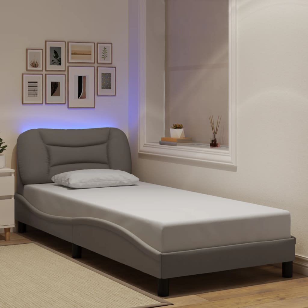 Bedframe met LED zonder matras "Hvar" 90x200 cm stof taupe is nu te koop bij PeponiXL, paradijselijk wonen!