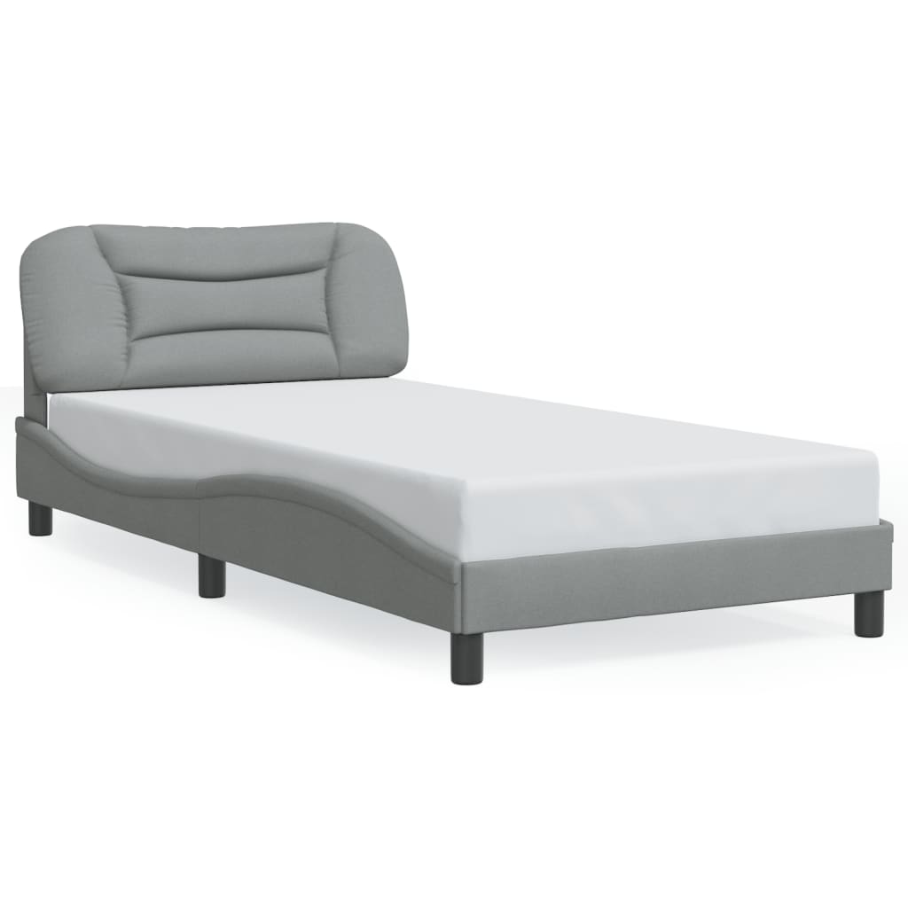 Bedframe met LED zonder matras "Hvar" stof 100x200 cm lichtgrijs is nu te koop bij PeponiXL, paradijselijk wonen!