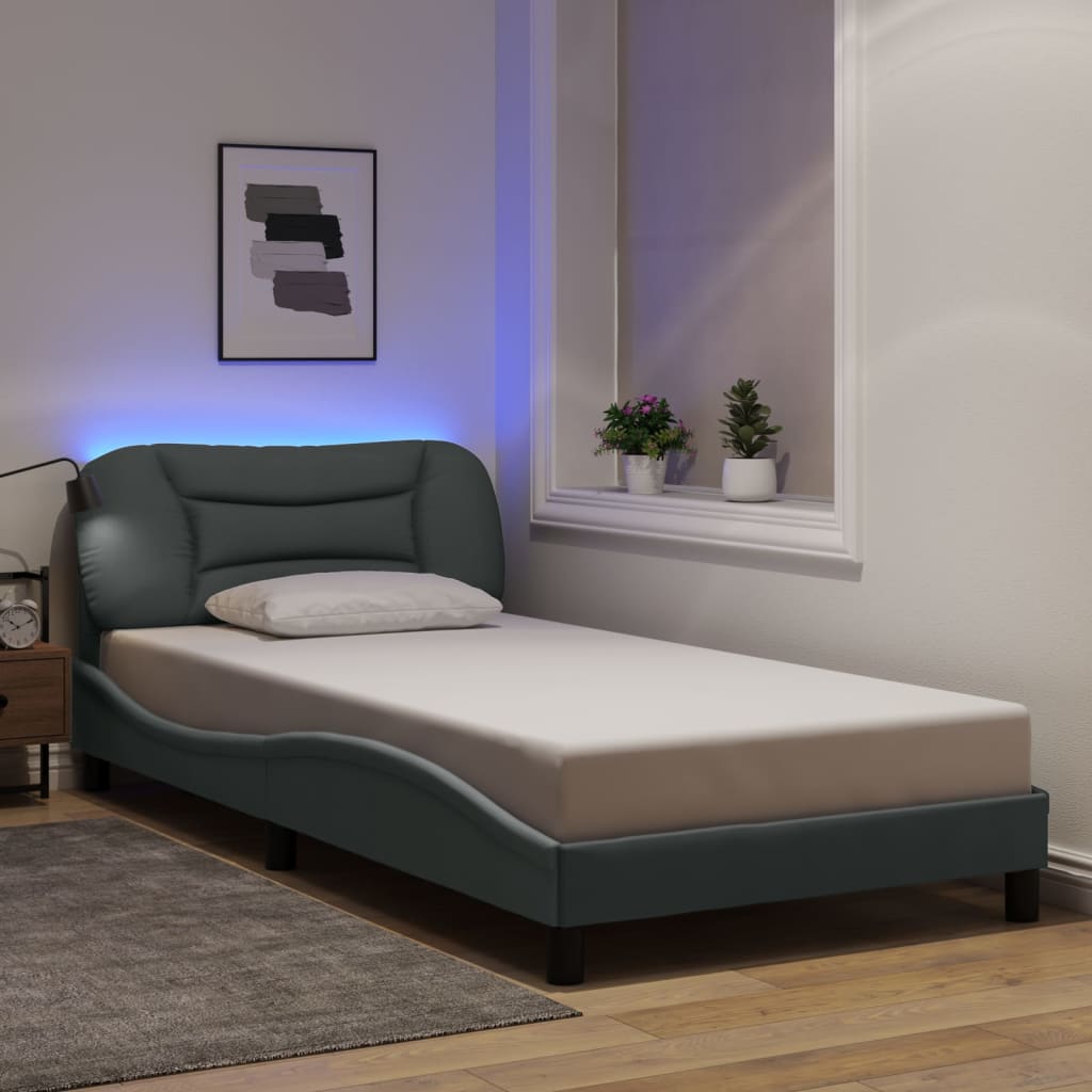 Bedframe met LED zonder matras "Hvar" stof 100x200 cm lichtgrijs is nu te koop bij PeponiXL, paradijselijk wonen!