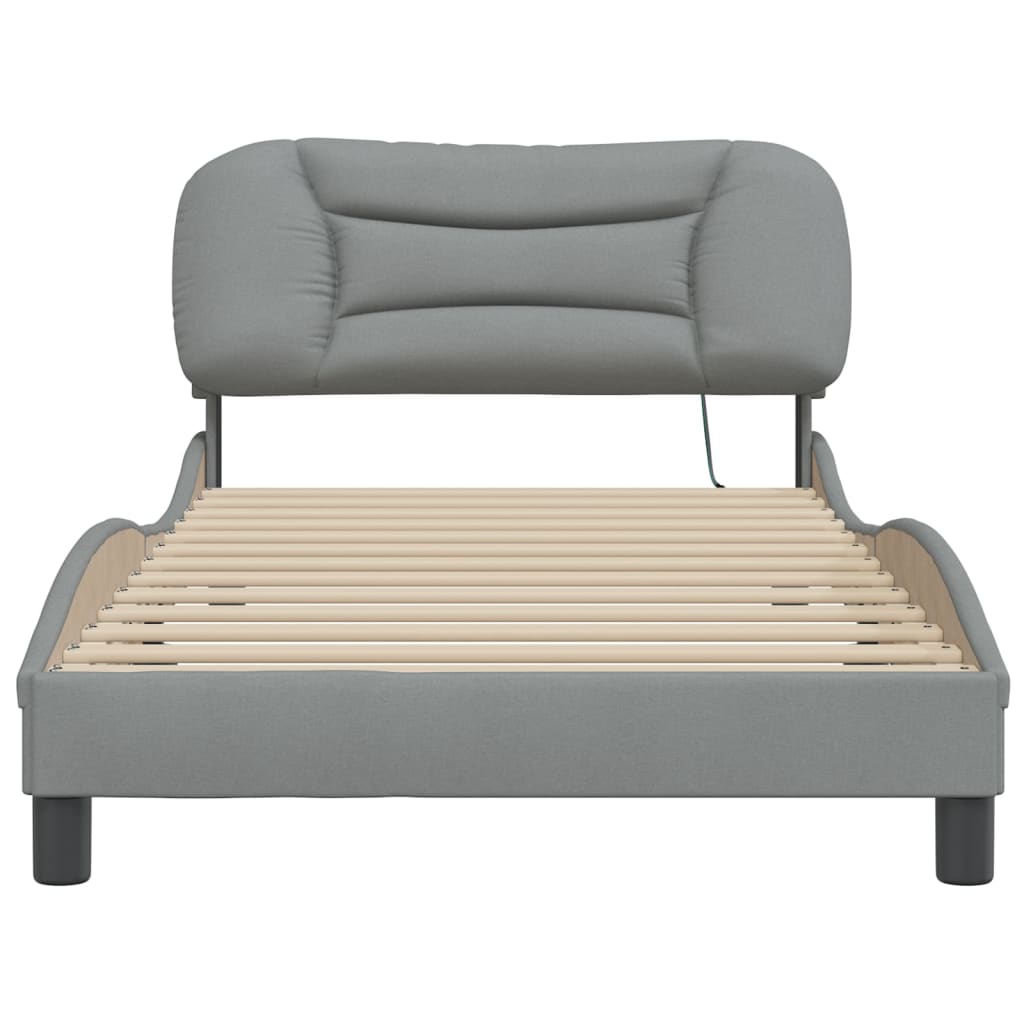 Bedframe met LED zonder matras "Hvar" stof 100x200 cm lichtgrijs is nu te koop bij PeponiXL, paradijselijk wonen!