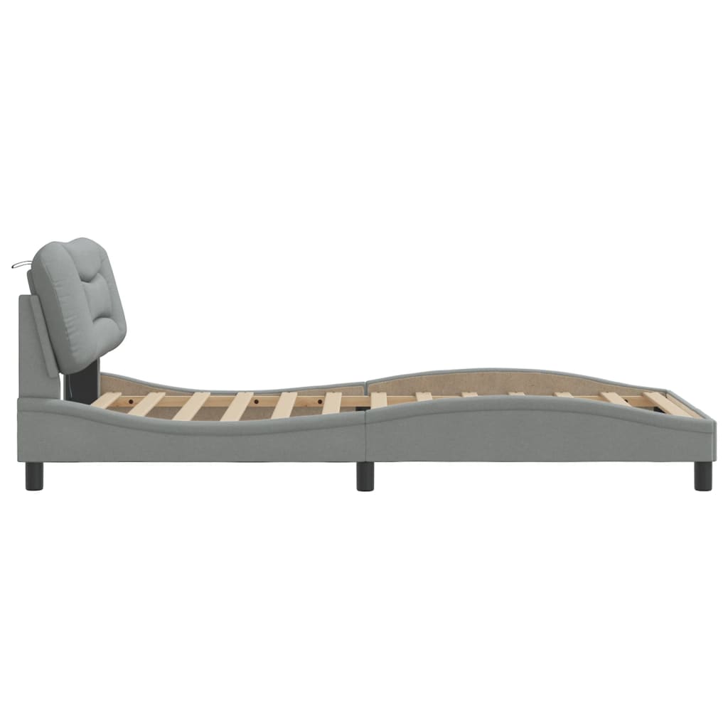 Bedframe met LED zonder matras "Hvar" stof 100x200 cm lichtgrijs is nu te koop bij PeponiXL, paradijselijk wonen!