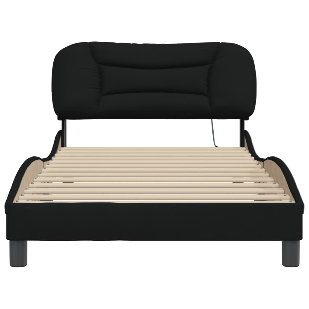 Bedframe met LED zonder matras "Hvar" 100x200 cm stof zwart is nu te koop bij PeponiXL, paradijselijk wonen!