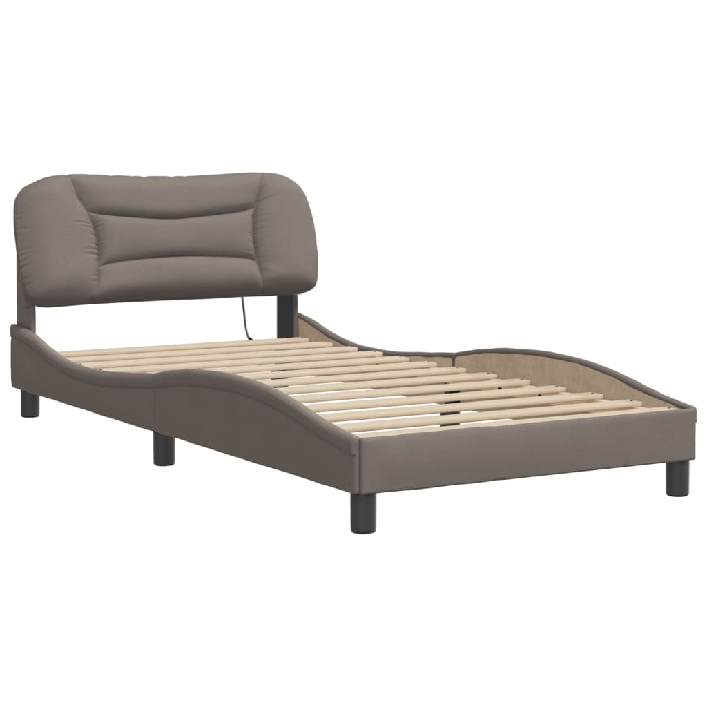 Bedframe met LED zonder matras "Hvar" 100x200 cm stof Taupe is nu te koop bij PeponiXL, paradijselijk wonen!