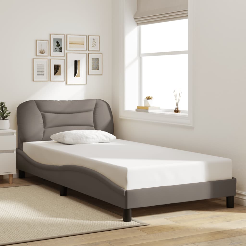 Bedframe met LED zonder matras "Hvar" 100x200 cm stof Taupe is nu te koop bij PeponiXL, paradijselijk wonen!