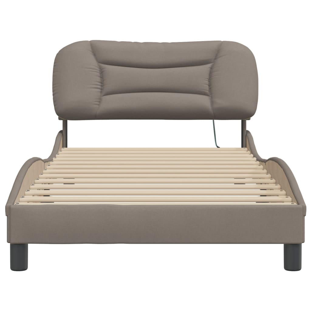 Bedframe met LED zonder matras "Hvar" 100x200 cm stof Taupe is nu te koop bij PeponiXL, paradijselijk wonen!