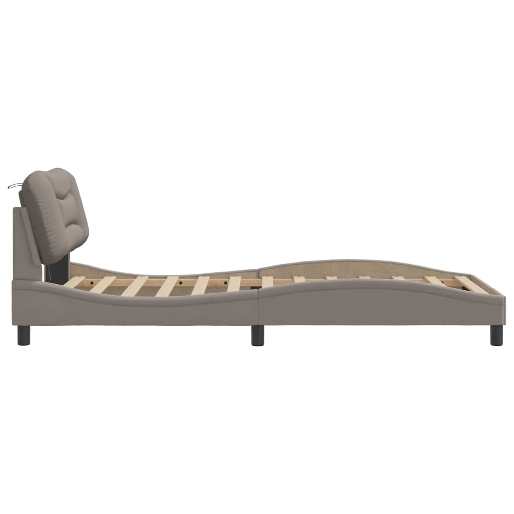 Bedframe met LED zonder matras "Hvar" 100x200 cm stof Taupe is nu te koop bij PeponiXL, paradijselijk wonen!