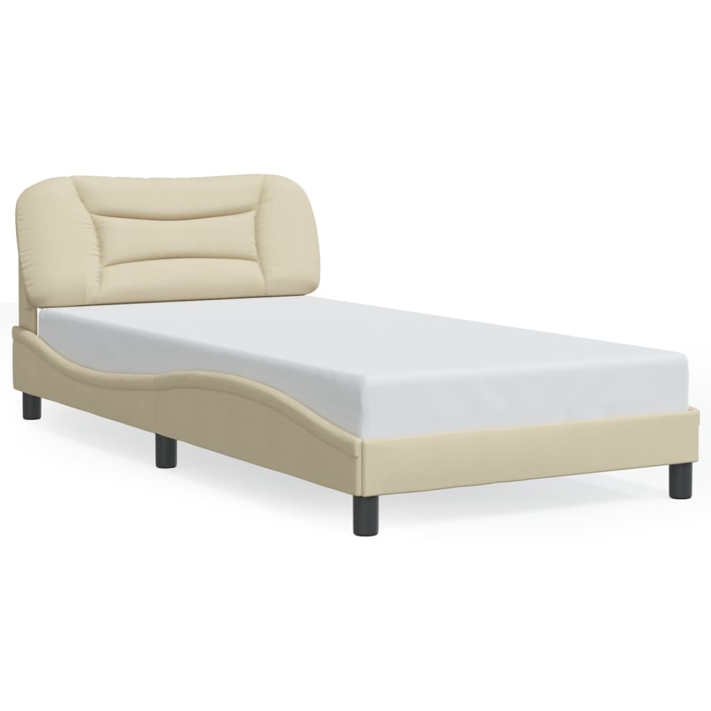 Bedframe met LED zonder matras "Hvar" 100x200 cm stof crème is nu te koop bij PeponiXL, paradijselijk wonen!