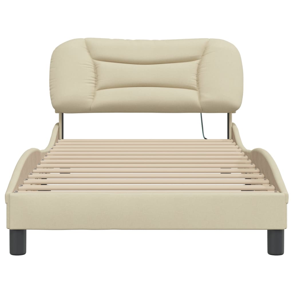 Bedframe met LED zonder matras "Hvar" 100x200 cm stof crème is nu te koop bij PeponiXL, paradijselijk wonen!