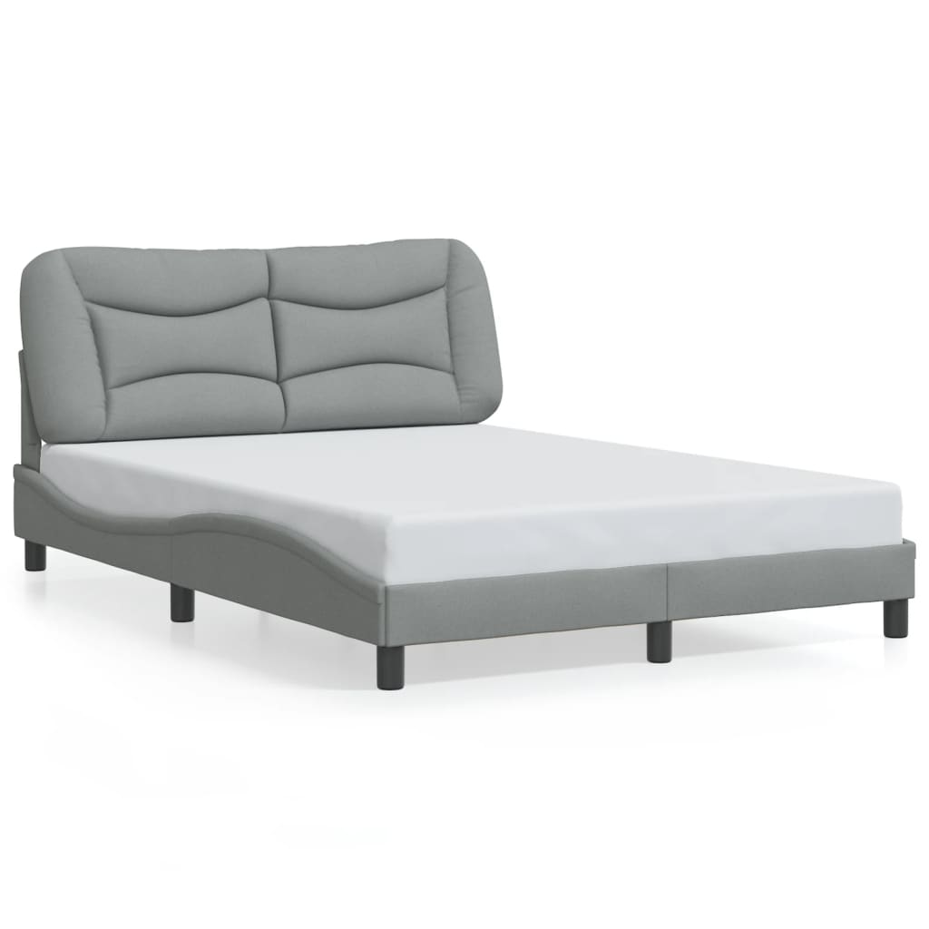 Bedframe met LED zonder matras "Hvar" 120x200 cm stof lichtgrijs is nu te koop bij PeponiXL, paradijselijk wonen!