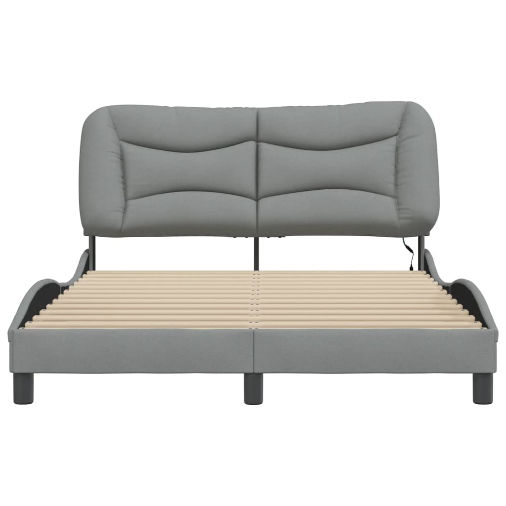Bedframe met LED zonder matras "Hvar" 120x200 cm stof lichtgrijs is nu te koop bij PeponiXL, paradijselijk wonen!